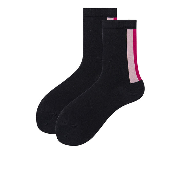 Chalier Mens Casual Cartoon Solid Black Cotton Socks