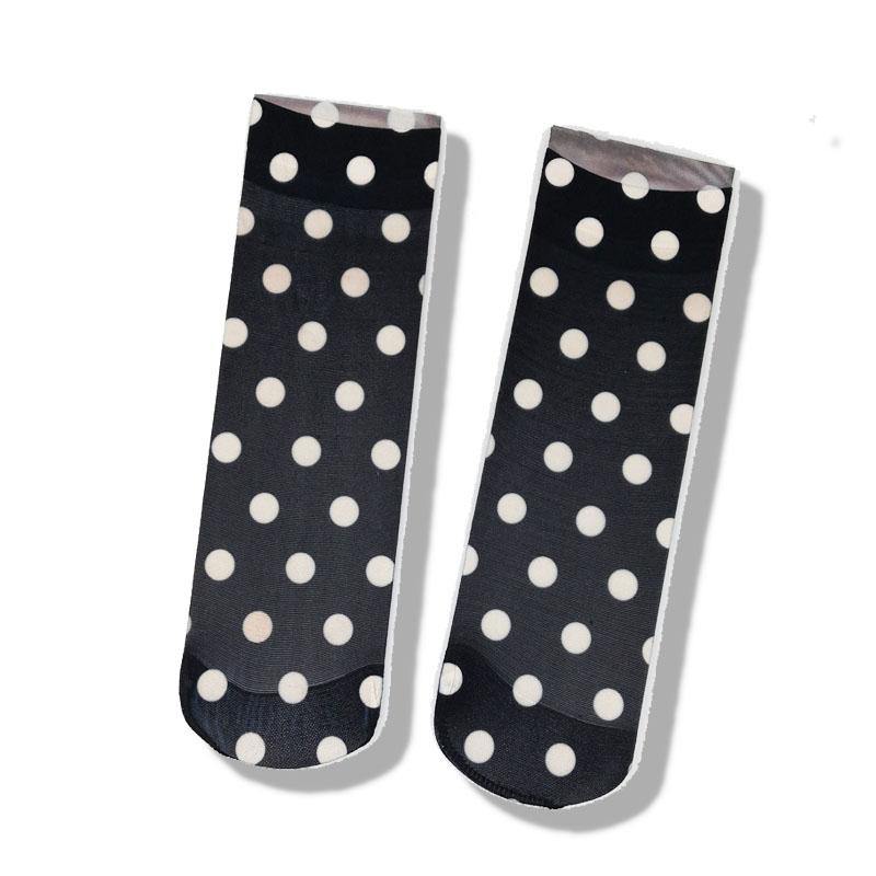 Womens Cute Sweet Short Ultrathin Stockings Stars Polka Dot Pattern Ankle Socks Set 3 Pairs - CHALIER