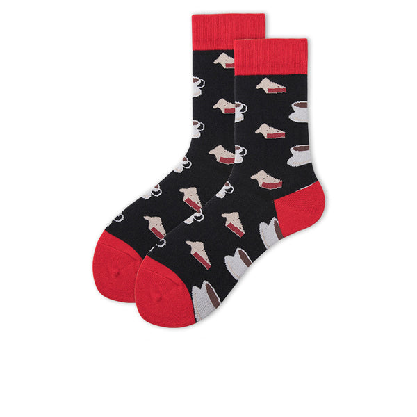Chalier Mens Casual Crew Street Hip-hop Couple Coffee Cake Socks