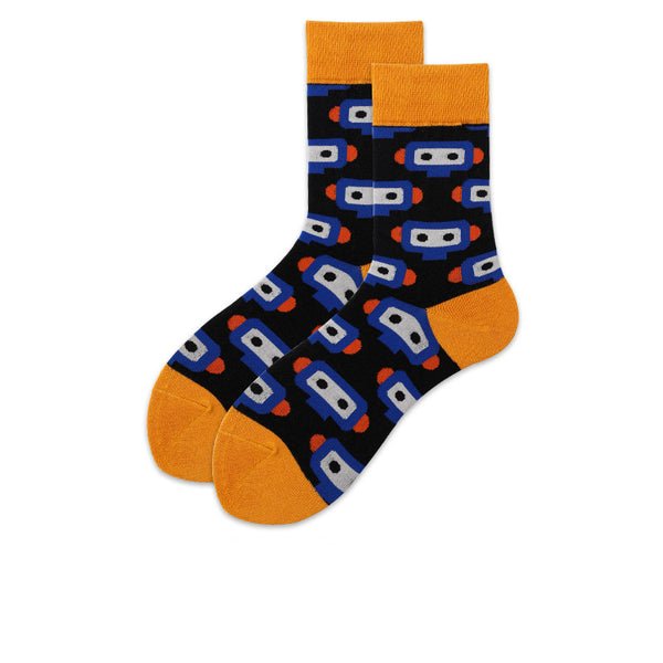 Chalier Mens Casual Crew Street Hip-hop Couple Robot Socks