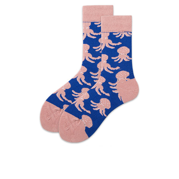 Chalier Mens Casual Crew Street Hip-hop Couple Octopus Socks