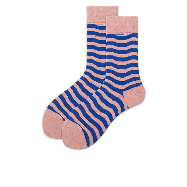 Chalier Mens Casual Crew Street Hip-hop Couple Blue Strip Socks