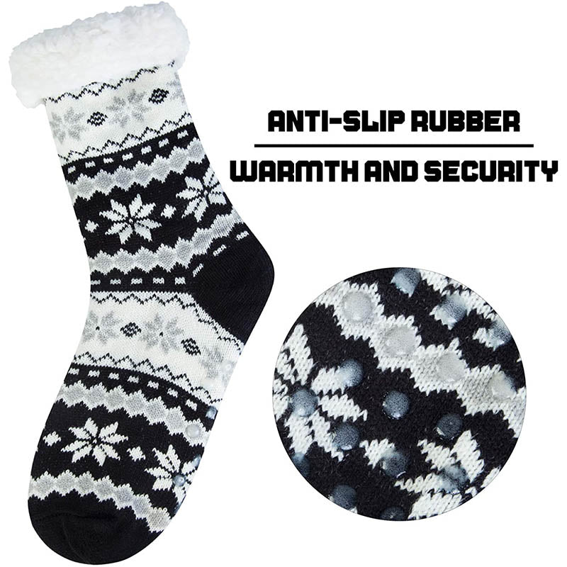 Womens Winter Snow Slipper Socks Fuzzy Cozy Socks Blue/Black