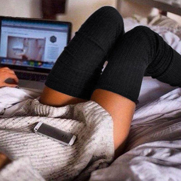 Women Thigh High Socks Elastic Cotton Knee High Socks Warm Causual Daily - CHALIER