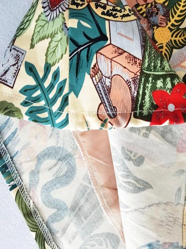 Chalier Printed A-line Skirt Character Pattern Step Skirt - CHALIER