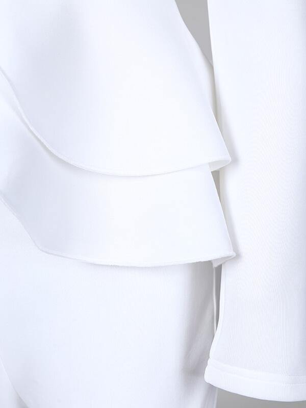 Chalier Solid Ruffles Design Top Skinny Pencil Pant Sets - CHALIER