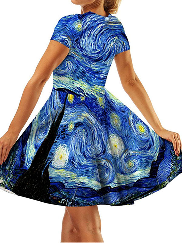 Women's Van Gogh Starry Night Vincent Dress A-Line Artistic Mini Dress