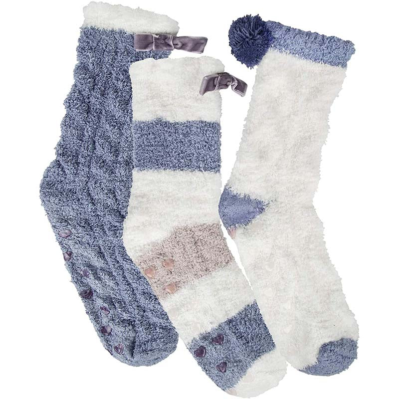 Womens Winter Socks Small Pompom Warm Fuzzy Cozy Soft Slipper Socks Gifts Set