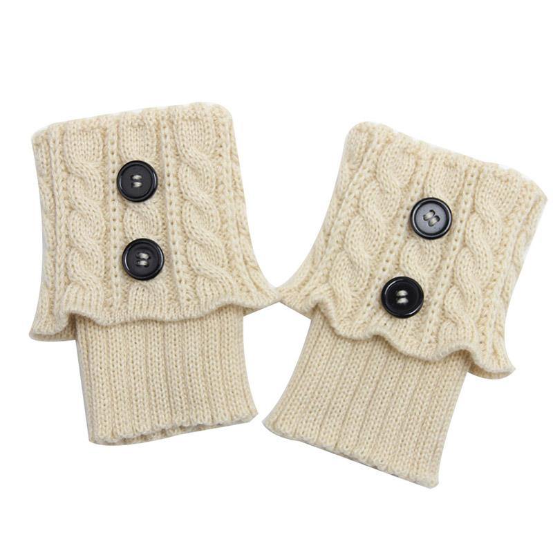 Women Winter Knitting Wool Leg Warmers Boot Cover Warm Socks Solid Color Socks Boot Toppers - CHALIER