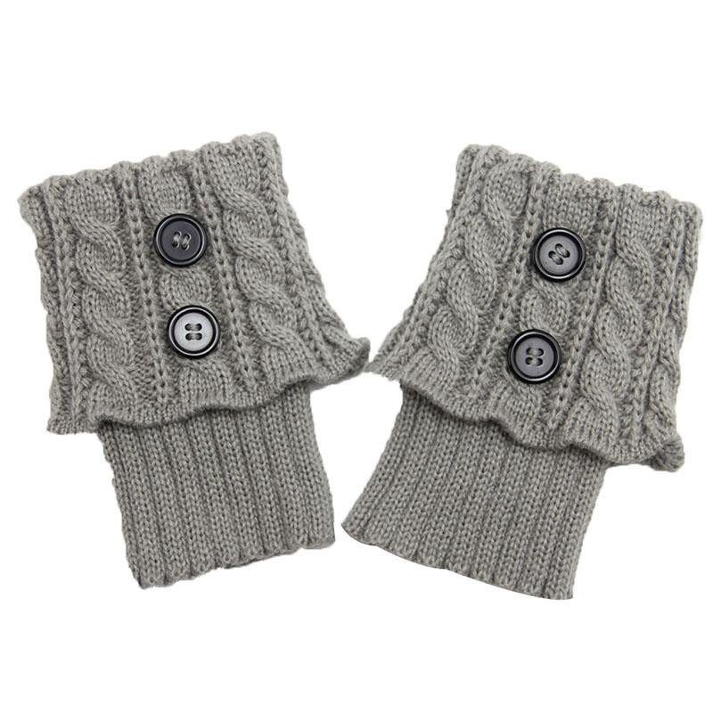 Women Winter Knitting Wool Leg Warmers Boot Cover Warm Socks Solid Color Socks Boot Toppers - CHALIER