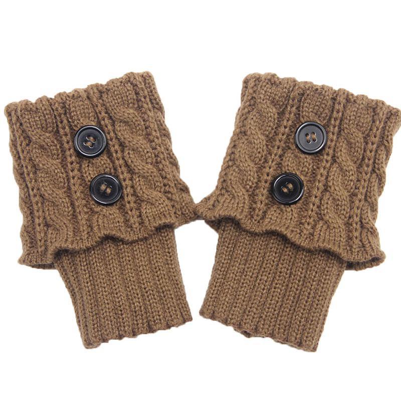 Women Winter Knitting Wool Leg Warmers Boot Cover Warm Socks Solid Color Socks Boot Toppers - CHALIER