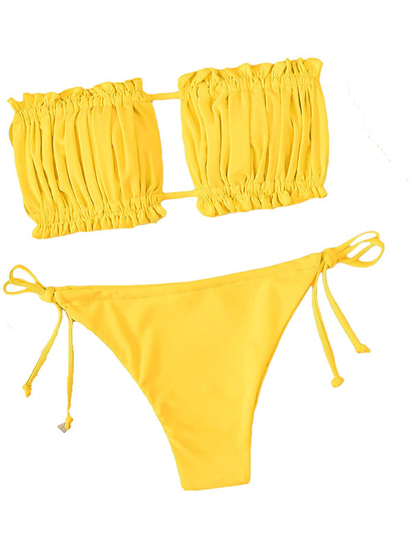 Sexy Strapless Bikini Set Soft Drawstring Two-Piece Swimsuits