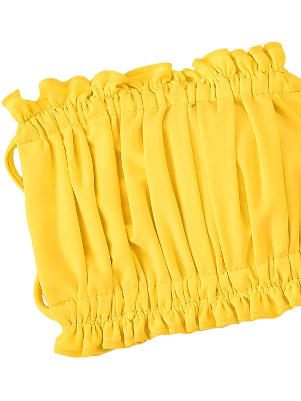 Sexy Strapless Bikini Set Soft Drawstring Two-Piece Swimsuits