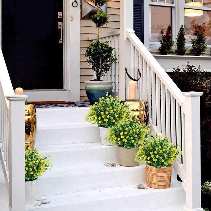 Artificial Flowers Mini Lotus Faux Plastic Greenery Shrubs for Home Hanging Garden Porch Window Indoor Outdoor - CHALIER