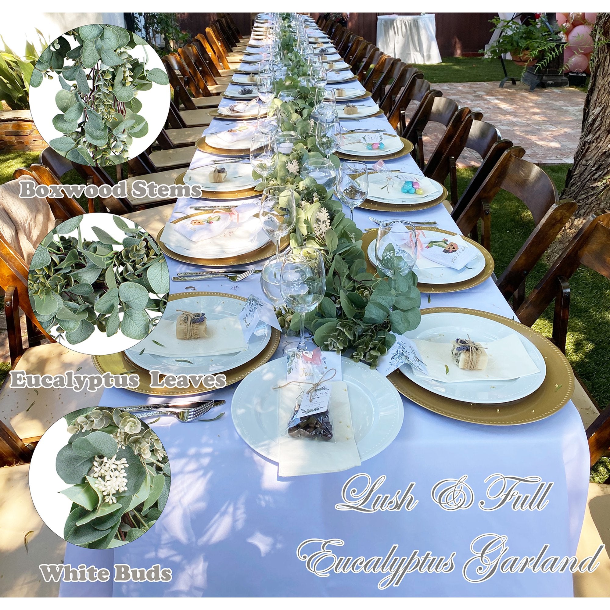 6.56 Ft Eucalyptus Garland Lush Silver Dollar Eucalyptus Leaves Boxwood Artificial Greenery Garland Faux Vines For Wedding Party