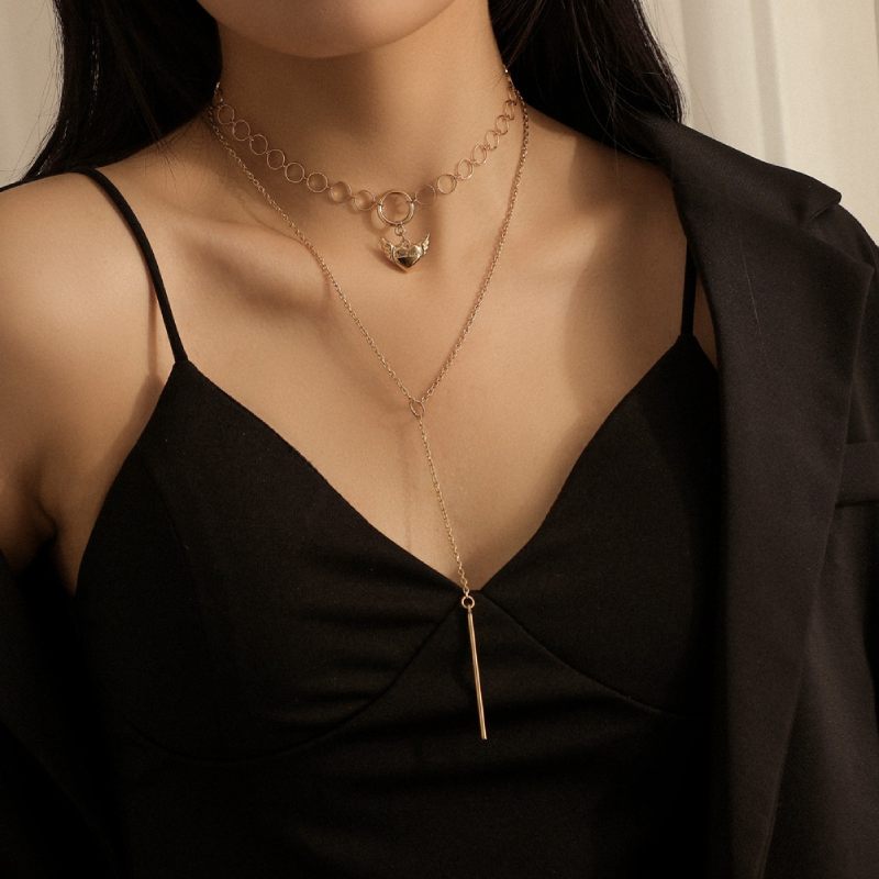 Female Hot Layered Necklaces Women Long Gold Choker Design Jewelry