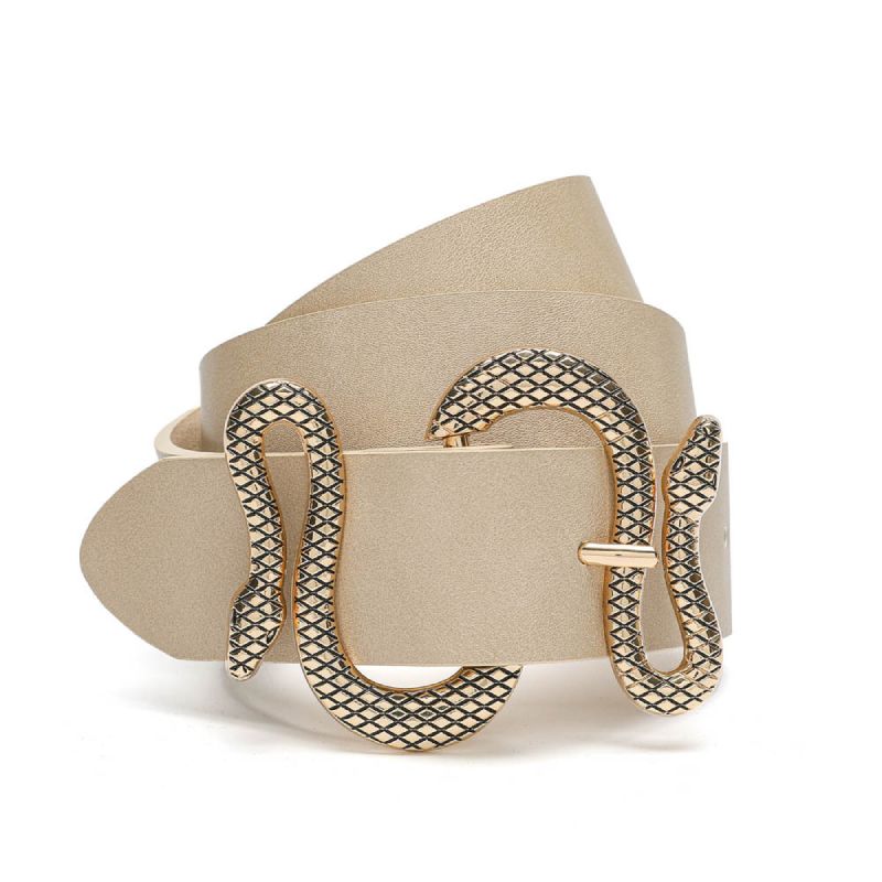 Women Design Fashion Dress Belt Snake Gold Metal Belt
