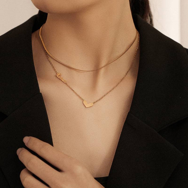 Female Hot Layered Necklaces Women Gold Choker Heart Design Jewelry