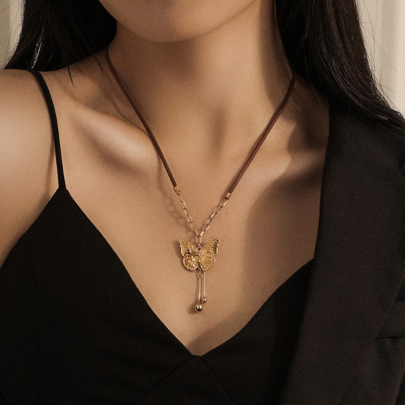 Female Hot Long Necklaces Women Gold Butterfly Choker Design Jewelry
