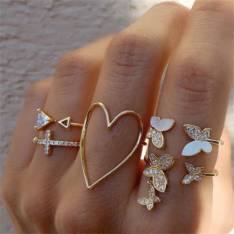 Female Design Rings Woman Fashionable Butterfly Jewelry Set