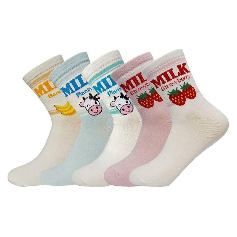 Women's Cute Casual Socks Novelty Funny Pattern Crew Socks 5 Pairs - CHALIER