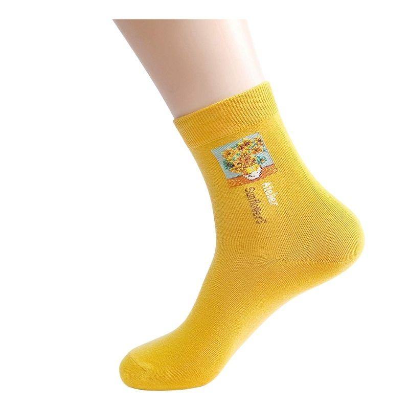 Womens Art Patterned Casual Socks Famous Painting Socks 5 Pairs - CHALIER