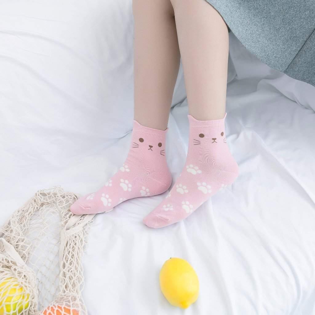 Womens Cat Ear Cozy Soft  Socks Gifts 5 Pairs - CHALIER