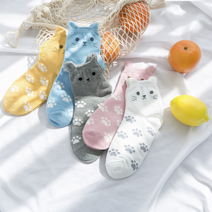 Womens Cat Ear Cozy Soft  Socks Gifts 5 Pairs - CHALIER