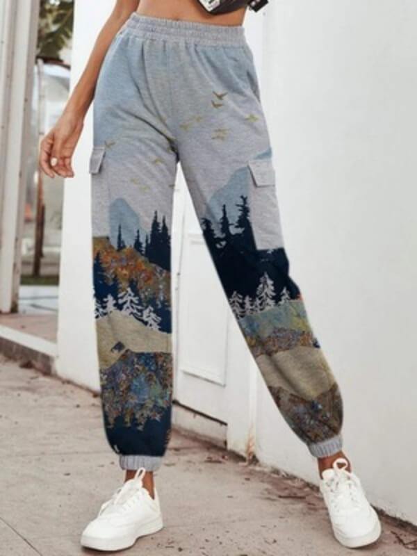 Chalier Printed Picture Casual Cotton Fashion Pants - CHALIER