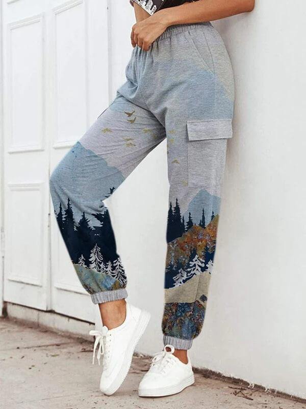 Chalier Printed Picture Casual Cotton Fashion Pants - CHALIER