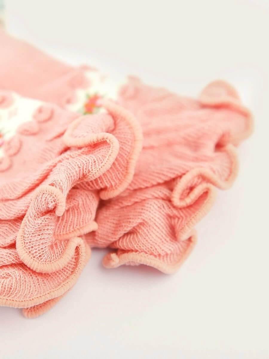 Womens Ditsy Floral Pattern Ruffle Hem Cute Socks 5 pairs - CHALIER