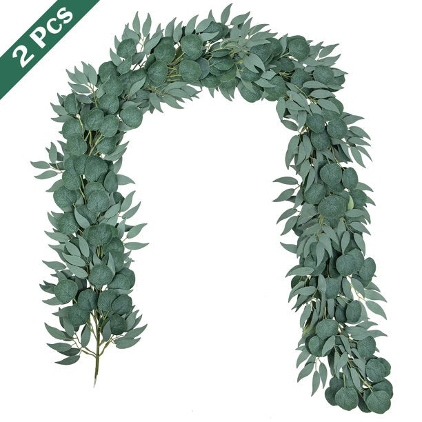 2Pcs Artificial Eucalyptus and Willow Vines for Wedding Backdrop Table Decoration