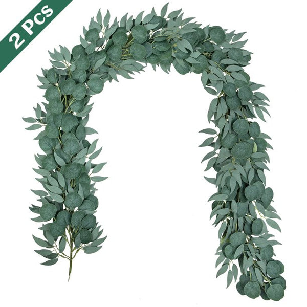 2Pcs Artificial Eucalyptus and Willow Vines for Wedding Backdrop Table Decoration