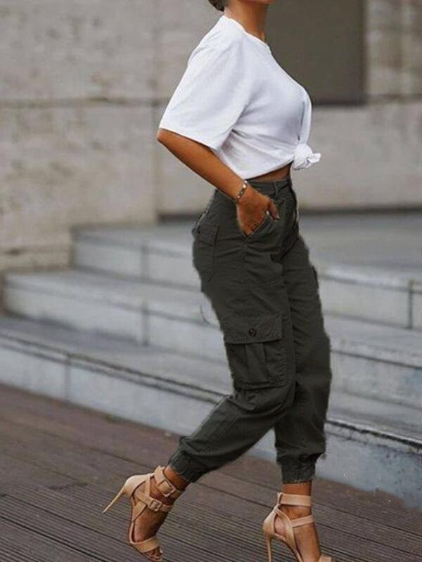 Chalier Plain Pockets Design Cargo Pants - CHALIER