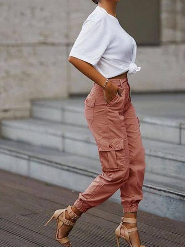 Chalier Plain Pockets Design Cargo Pants - CHALIER