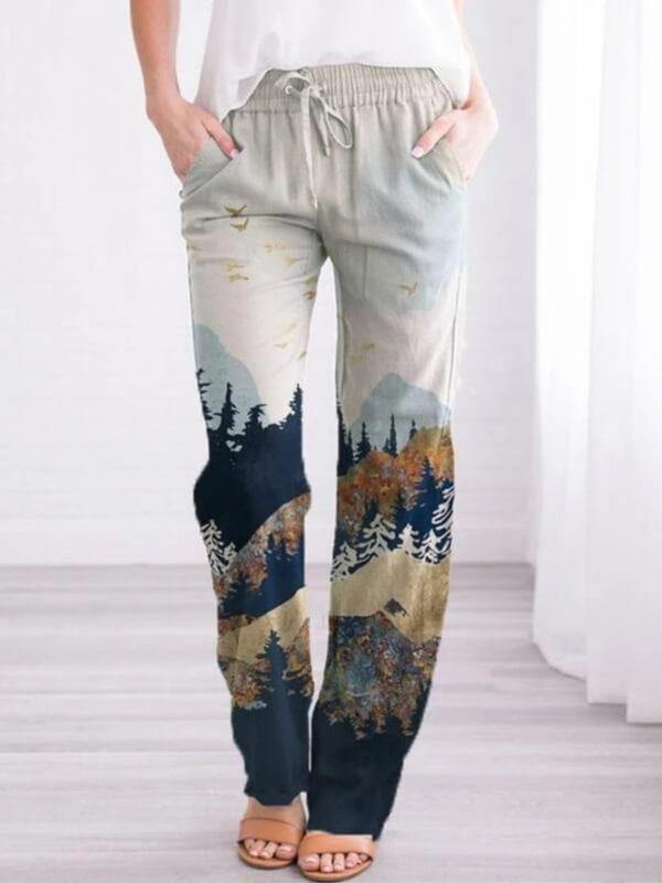 Chalier Printed Picture Casual Cotton Fashion Pants - CHALIER