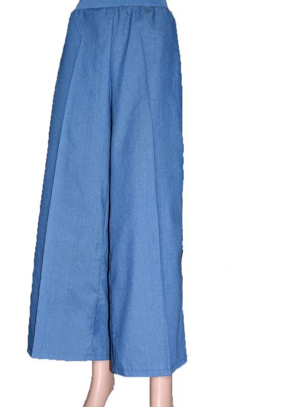 Women Loose Bell Bottom Baggy Jeans High Elastic Waist Plus Size Basic Cotton Casual Pants - CHALIER