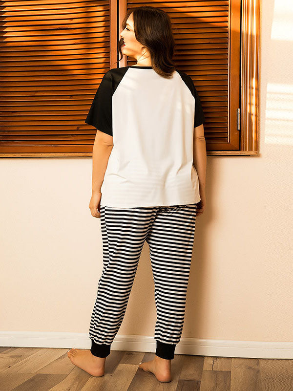 Women's Casual Plus Size Pajamas Cute Panda Lingerie Two-Piece Set Animals