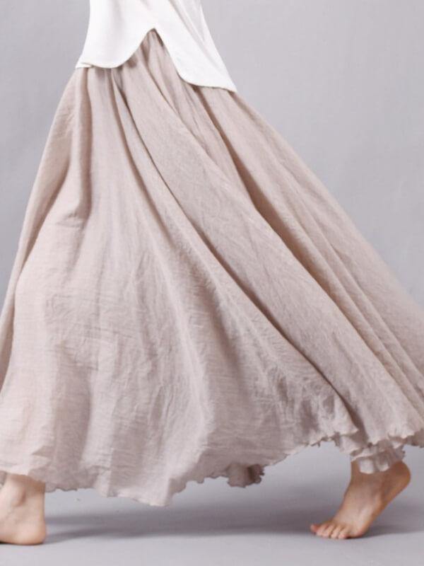 Long Simple Cotton linen Skirts - CHALIER