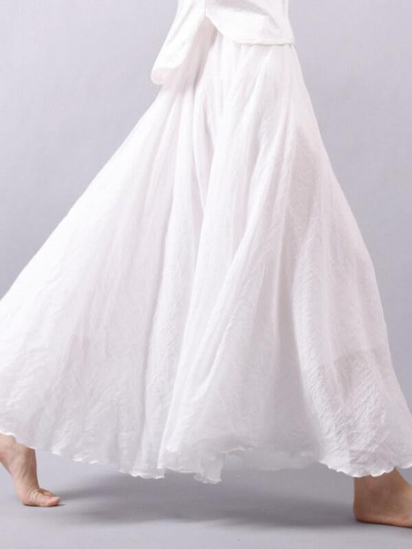 Long Simple Cotton linen Skirts - CHALIER