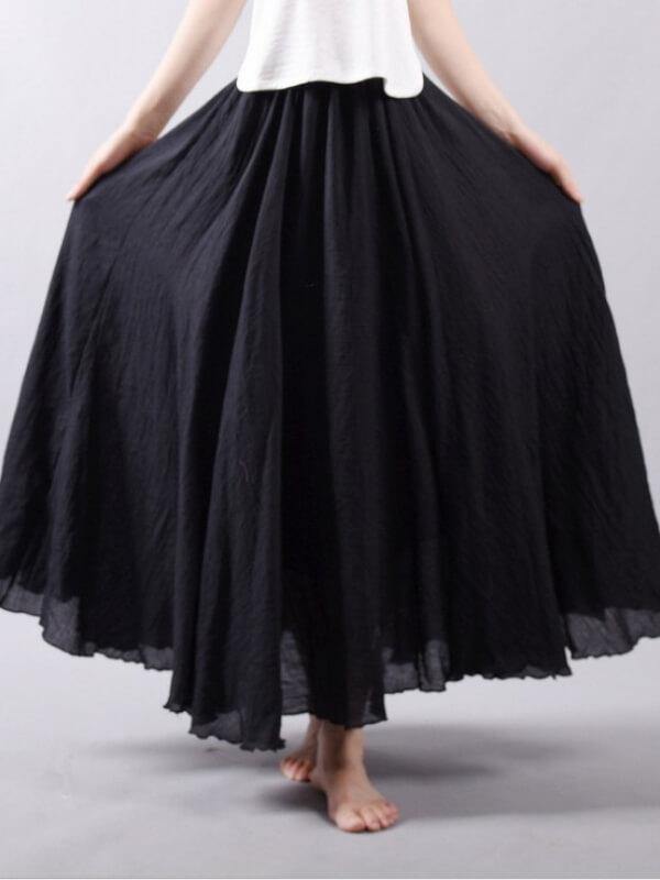 Long Simple Cotton linen Skirts - CHALIER