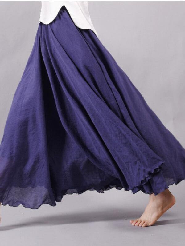 Long Simple Cotton linen Skirts - CHALIER
