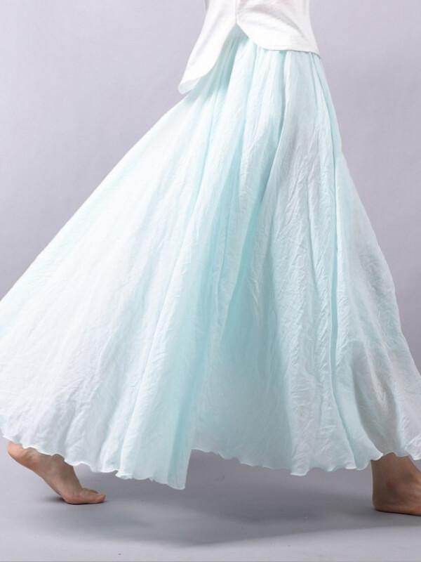 Long Simple Cotton linen Skirts - CHALIER