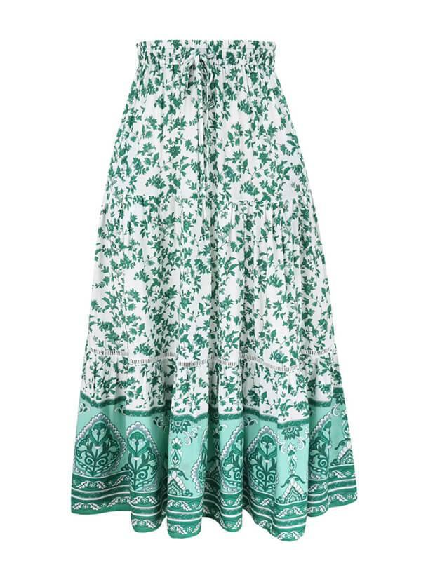 Chalier Holiday Shift Bohemian Floral Printed Maxi Skirt - CHALIER