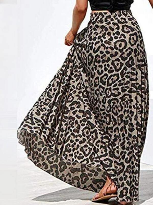Chalier Printed Holiday Leopard Long Beach Casual Maxi Skirts - CHALIER