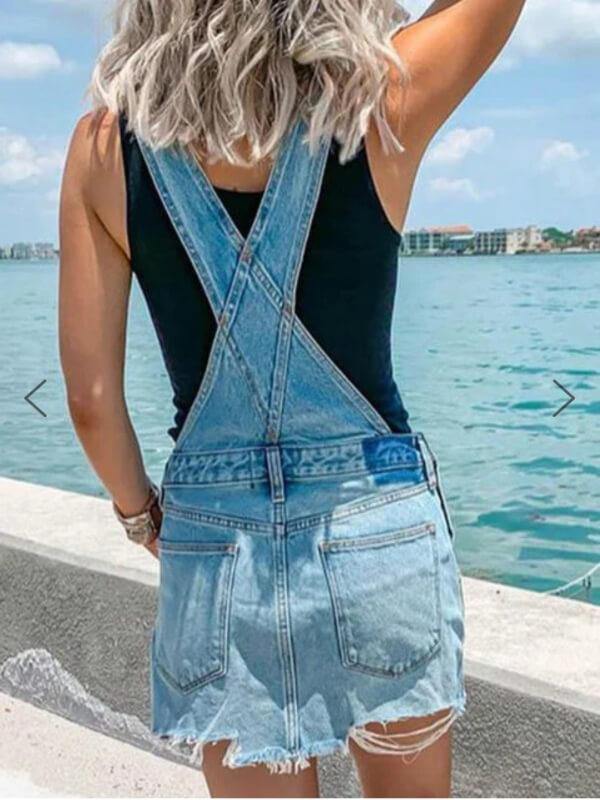 Chalier Denim Blue Floral-Print Sleeveless Dresses - CHALIER