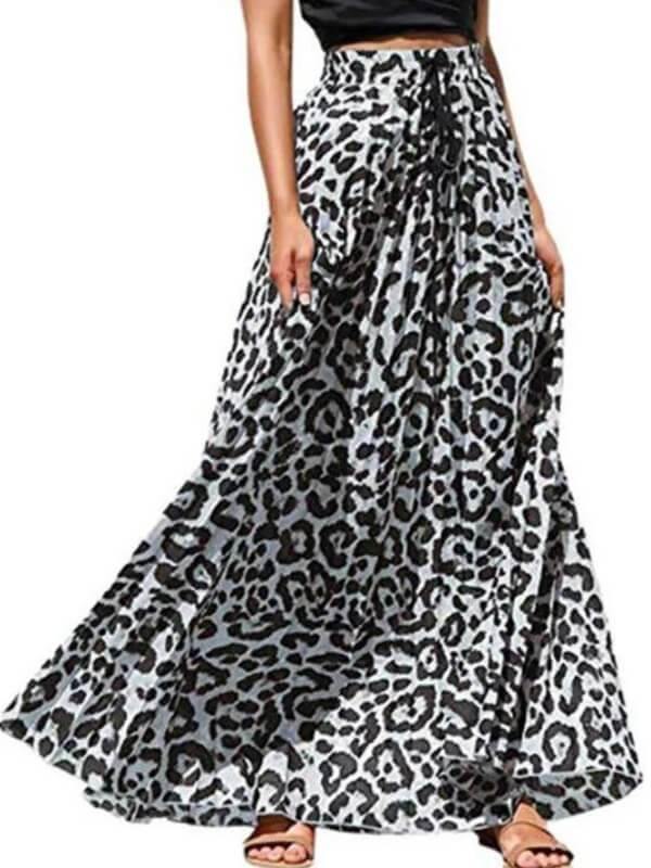 Chalier Printed Holiday Leopard Long Beach Casual Maxi Skirts - CHALIER