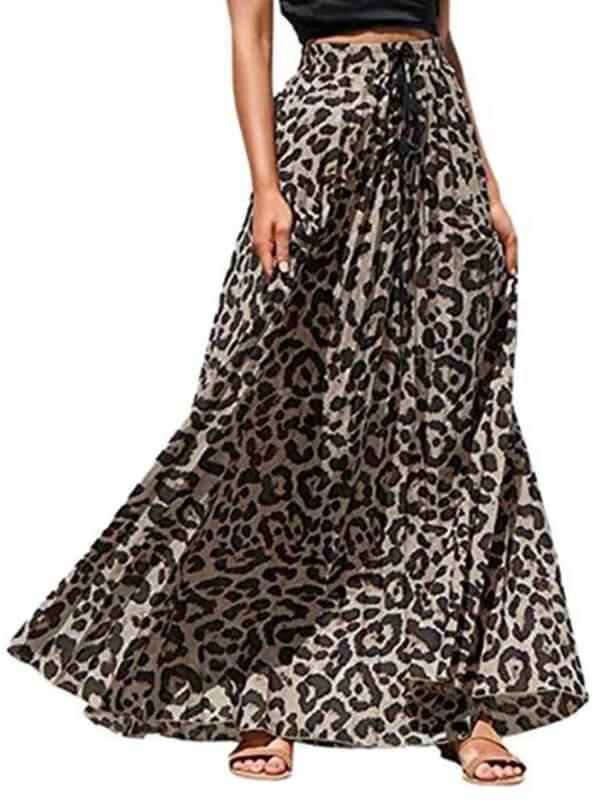 Chalier Printed Holiday Leopard Long Beach Casual Maxi Skirts - CHALIER