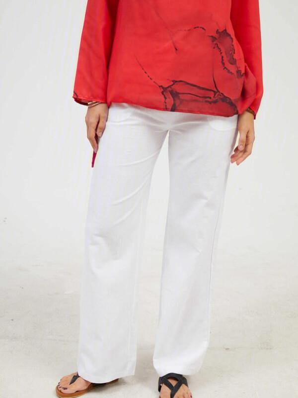 Women Plus Size Slacks Cotton Linen Sweet Solid Daily Pants  Palazzo Pants - CHALIER