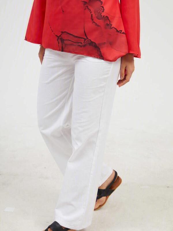 Women Plus Size Slacks Cotton Linen Sweet Solid Daily Pants  Palazzo Pants - CHALIER